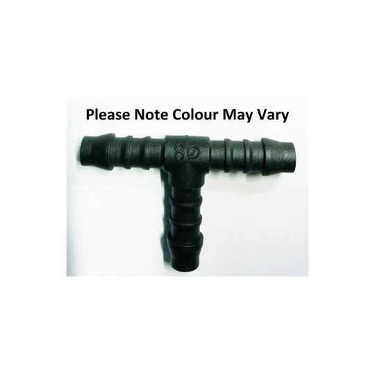 8mm T PIECE BARBED HOSE / TUBE / PIPE CONNECTOR JOINER / REPAIRER NYLON