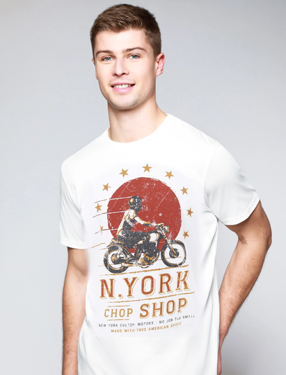 T-Shirts New York Chop Shop Motif Cotton Jersey T-Shirt in Snow White - South Shore / S - Tokyo Laundry