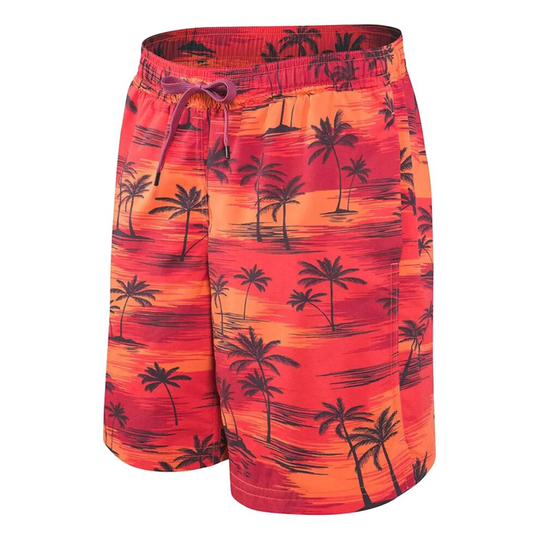 (S) Saxx Cannonball 2N1 Men's Long Swim Shorts, Sunset Palm Red