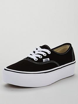 Vans UA Authentic Platform 2.0 - Black, Black/White, Size 4, Women