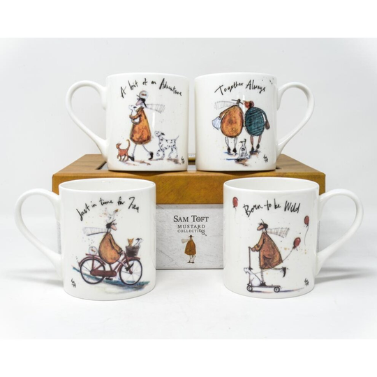 Sam Toft Mustard Fine China Mug Set (Pack of 4)