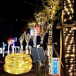 Solar String Lights Outdoor Christmas Decorations 10/20M 100/200LEDs Solar Lights Outdoor Waterproof with Remote Outdoor String Lights with 8 Modes Rope Twinkle Fairy Lights for Garden Wedding Tree Party Christmas Decor Lightinthebox