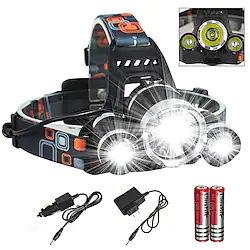 Headlamps Headlight Waterproof 6000 lm LED Emitters 4 Mode with Charger with Batteries and Charger Waterproof Camping / Hiking / Caving Cycling / Bike Hunting AU EU USA Black / Aluminum Alloy Lightinthebox