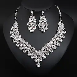 Bridal Jewelry Sets 1 set Crystal Rhinestone Alloy 1 Necklace Earrings Women's Statement Colorful Cute Fancy Flower irregular Jewelry Set For Party Wedding Lightinthebox