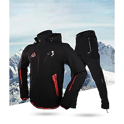 Mountainpeak Women's Cycling Jacket with Pants Long Sleeve Mountain Bike MTB Road Bike Cycling Winter Black Bike Clothing Suit Thermal Warm Waterproof Warm Breathable Polyester Fleece Sports Solid Lightinthebox