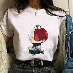 Inspired by My Hero Academia / Boku No Hero Todoroki Shoto Cosplay Costume T-shirt Cartoon Harajuku Graphic Kawaii T-shirt For Men's Women's Adults' Polyester / Cotton Blend Lightinthebox