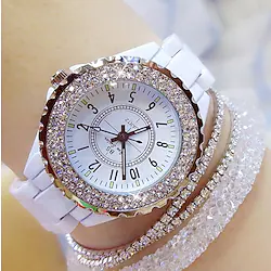 Wrist Watch Quartz Watch for Women Analog Quartz Rhinestone Luxury Bling Bracelet Stainless Steel Ceramic Lightinthebox