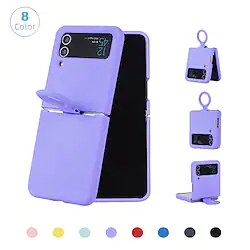 Phone Case For Samsung Galaxy Flip Z Flip 4 Z Flip 3 Flip Case with Ring Solid Colored Silicone Lightinthebox