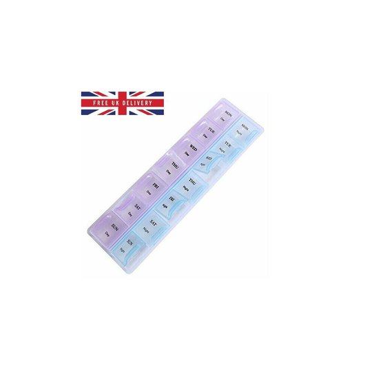 Pill Box Weekly Daily Organiser Medicine Tablet Storage Dispenser 2 Times, 7 Day