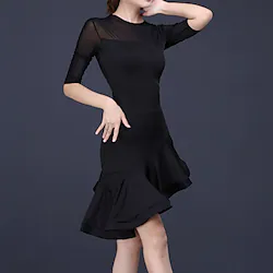 Latin Dance Activewear Dress Solid Women's Training Performance Half Sleeve High Spandex Lightinthebox