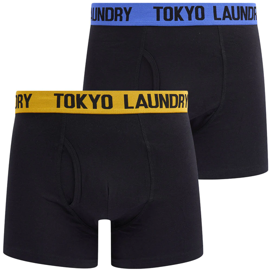 Mens Underwear Gibson (2 Pack) Boxer Shorts Set in Artisan's Gold / Baja Blue - Tokyo Laundry / S - Tokyo Laundry