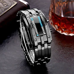 Luxury Stainless Steel Strap Digital Watch for Men LED Light Stainless Steel Sports Gold Bracelet Male Wrist Watch Lightinthebox