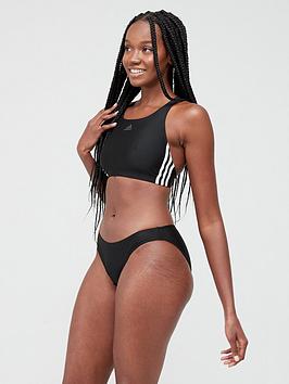 adidas 3 Stripe Bikini - Black, Black, Size 30, Women