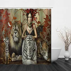 Character Animal Design Mural Shower Curtain With Hook Modern Polyester Machined Waterproof Bathroom Lightinthebox