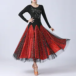 Ballroom Dance Dress Sequins Women's Performance Daily Wear Long Sleeve Natural Polystyrene Milk Fiber Lightinthebox