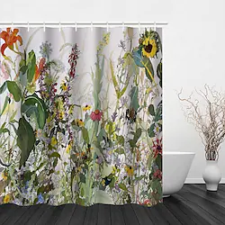 Shower Curtain with Hooks For Bathroom,Forest Tropical Rainforest Plant Animal Elephant Giraffe Print Modern Polyester Machined Waterproof Bathroom Lightinthebox