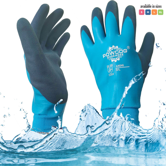 (Large) WATERPROOF GRIP GLOVES Full Latex Coated Wet Work Breathable Aqua Proof