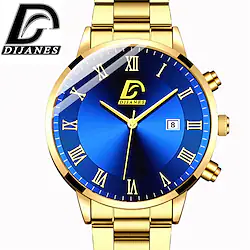2022 Fashion Mens Gold Stainless Steel Watches Luxury Minimalist Quartz Wrist Watch Men Business Casual Watch relogio masculino Lightinthebox