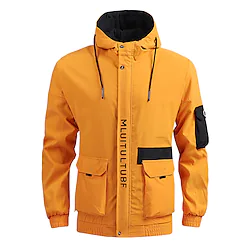 Men's Hoodie Jacket Hiking Jacket Hiking Windbreaker Outdoor Windproof Breathable Quick Dry Lightweight Outerwear Trench Coat Top Hunting Fishing Climbing Yellow Grey Black Lightinthebox