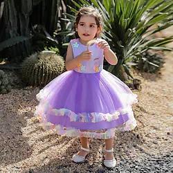 Fairytale Princess Unicorn Flower Girl Dress Tulle Dresses Tutus Girls' Movie Cosplay Cosplay Halloween White Rosy Pink Purple Dress Halloween Carnival Masquerade Polyester Lightinthebox