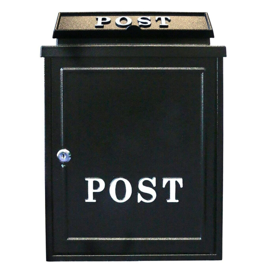 (White) Vintage Decor Black Lockable Post Mail Letter Box