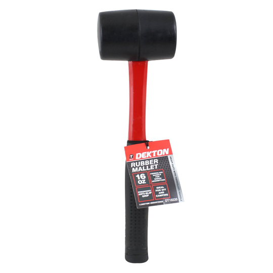 16oz Dekton Fibreglass Rubber Mallet - rubber mallet fibreglass hammer 16oz camping tent shaft grip new dekton diy