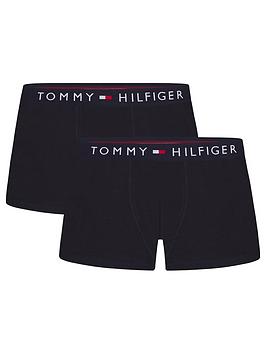 Tommy Hilfiger Boys 2 Pack Essential Boxer - Navy, Navy, Size Age: 10-12 Years