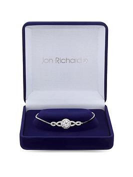 Jon Richard Silver Plated Cubic Zirconia Halo Infinity Crystal Toggle Bracelet - Gift Boxed