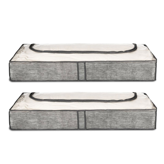 2 Pack Underbed Clothes Storage Bags Zipped Organizer Wardrobe Cube Closet Boxes