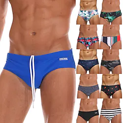 Men's Swim Shorts Swim Trunks Swim Briefs Spandex Bottoms Breathable Quick Dry Micro-elastic 2 in 1 Drawstring - Swimming Surfing Beach Water Sports Solid Colored Spring Summer Lightinthebox