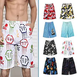 Men's Swim Shorts Swim Trunks Board Shorts Drawstring Elastic Waist Graphic Comfort Breathable Short Casual Holiday Beach Streetwear Stylish ArmyGreen Black Lightinthebox