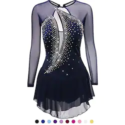 Figure Skating Dress Women's Girls' Ice Skating Dress Outfits Light Purple White Dark Red Patchwork Mesh Spandex High Elasticity Practice Professional Competition Skating Wear Anatomic Design Quick Lightinthebox