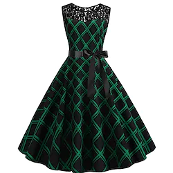 Audrey Hepburn Retro Vintage Hepburn Cocktail Dress Vintage Dress Dress Women's Slim Fit Costume Vintage Cosplay Casual Dress Sleeveless Knee Length A-Line Dress Carnival / Belt / Belt Lightinthebox