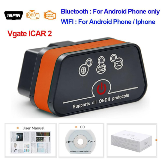 Vgate iCar2 obd2 scanner ELM327 BT elm 327 V2.1 obd 2 wifi icar 2 auto diagnostic tool for android/PC/IOS code reader
