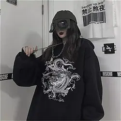 Inspired by Punk Gothic Dragon Hoodie Print Front Pocket Graphic Hoodie For Men's Women's Unisex Adults' Hot Stamping 100% Polyester Casual Daily Lightinthebox