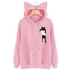 Inspired by Animal Cat Hoodie Cartoon Manga Anime Front Pocket Graphic Hoodie For Men's Women's Unisex Adults' Hot Stamping 100% Polyester Lightinthebox