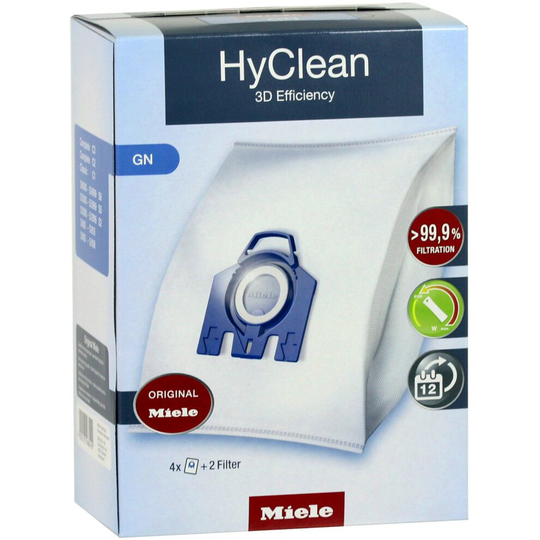 Miele GN Bags Genuine HyClean 3D for C1 C2 C3 S400 S600 S800 S2000 S5000 S8000 Vacuum Cleaner (1 Box of 4)
