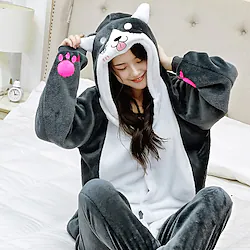 Adults' Kigurumi Pajamas Dog Color Block Onesie Pajamas Flannelette Cosplay For Men and Women Boys and Girls Carnival Animal Sleepwear Cartoon Festival / Holiday Costumes / Washable / Masquerade Lightinthebox