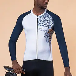 21Grams Men's Cycling Jersey Long Sleeve Bike Jersey Top with 3 Rear Pockets Mountain Bike MTB Road Bike Cycling Breathable Quick Dry Moisture Wicking Reflective Strips White Tiger Spandex Sports Lightinthebox