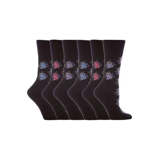 (4-8 UK, GG32) 6 Pairs Ladies Gentle Grip Non Elastic Socks 4-8 UK