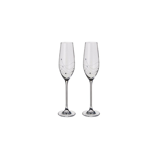 Dartington Crystal - Glitz Champagne Flute Glasses, set of 2 - Gift Boxed