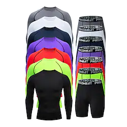 sports tights long-sleeved shorts suit men's basketball running fitness training clothes bottoming quick-drying two-piece suit Lightinthebox