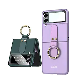 Phone Case With Ring Holder For Samsung Galaxy Back Cover Galaxy Z Flip 4 3 2 5G Shockproof Dustproof Solid Colored PC Matte Hard Plastic Case Lightinthebox