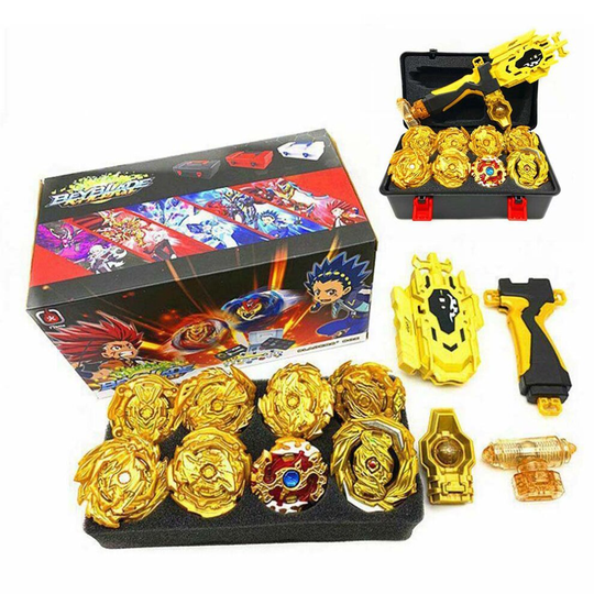 12X Beyblade Gyro With Launcher Kid Golden Portable Burst Set With Box