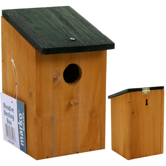 (1 x Wooden Nesting Box) Wooden Nesting Box Bird Nest House Small Birds Robin Sparrow Bluetit Traditional