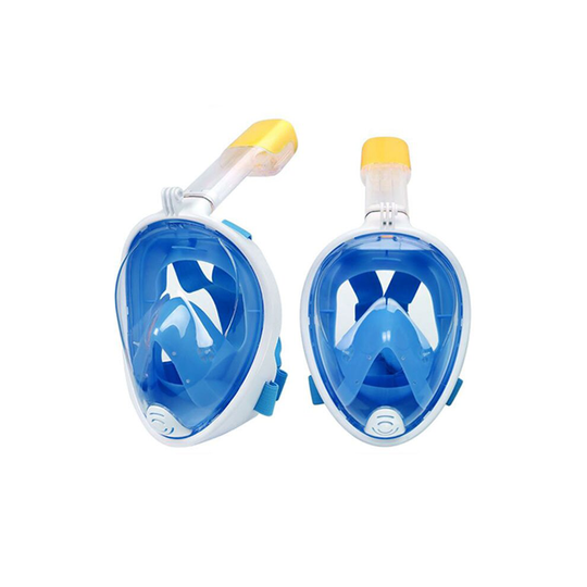 (Blue, L/XL) Full Face Snorkel Mask For GoPro Swim