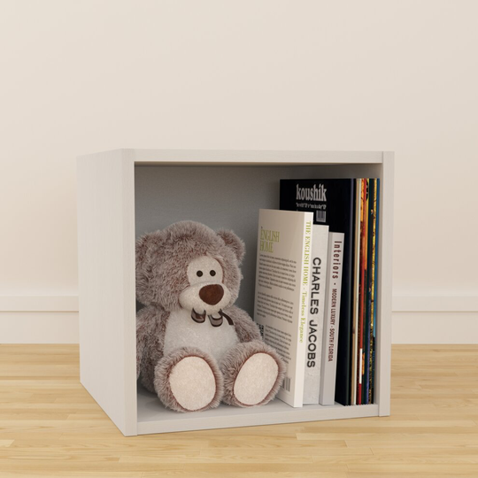 (Medium) Vinyl 12" LP Record Cube Storage Box Unit White