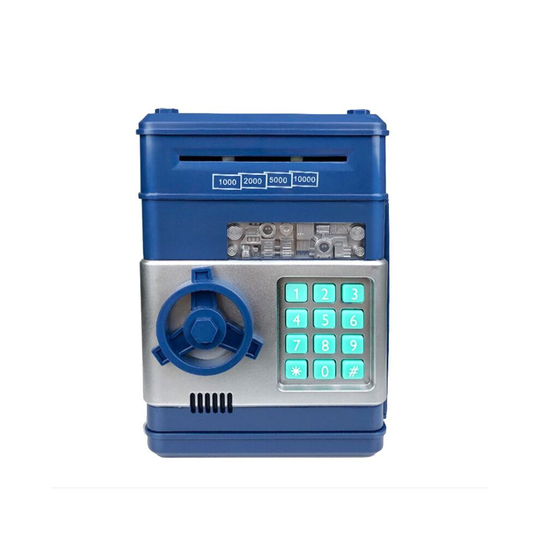 (Dark Blue) Electronic Piggy Bank Password Coin Saving Box Kids