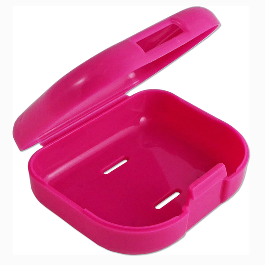 (Pink) Slim Retainer Case ~ Gumshield Box, Denture Mouthguard Dental Storage Case