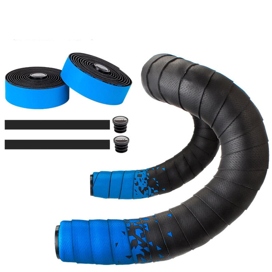 (Blue) Road Bike Damping Handlebar Strap Bicycle Anti-slip Bar Grips Wrap Gradient Tape